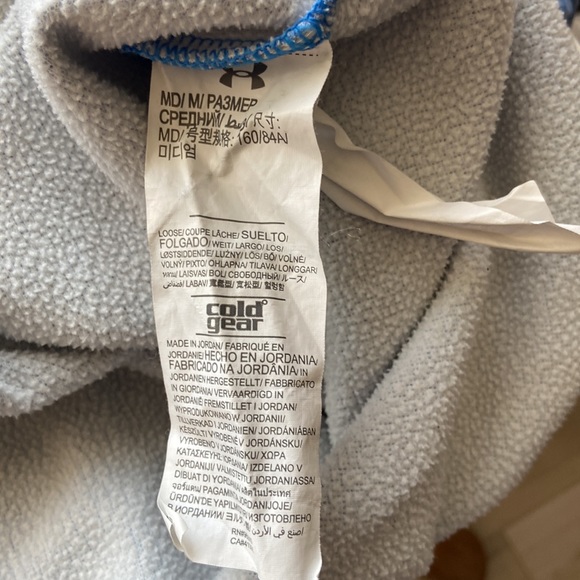 Under Armour Hoodie Swearshirt Size Medium Cold Gear Blue Pocket Thumb Holes - Picture 8 of 9